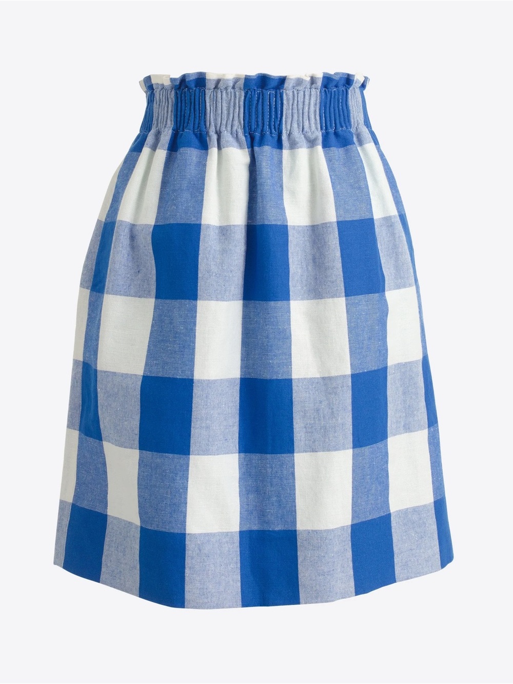 J.Crew Blue White Gingham Linen Cotton Sidewalk Skirt Size 4